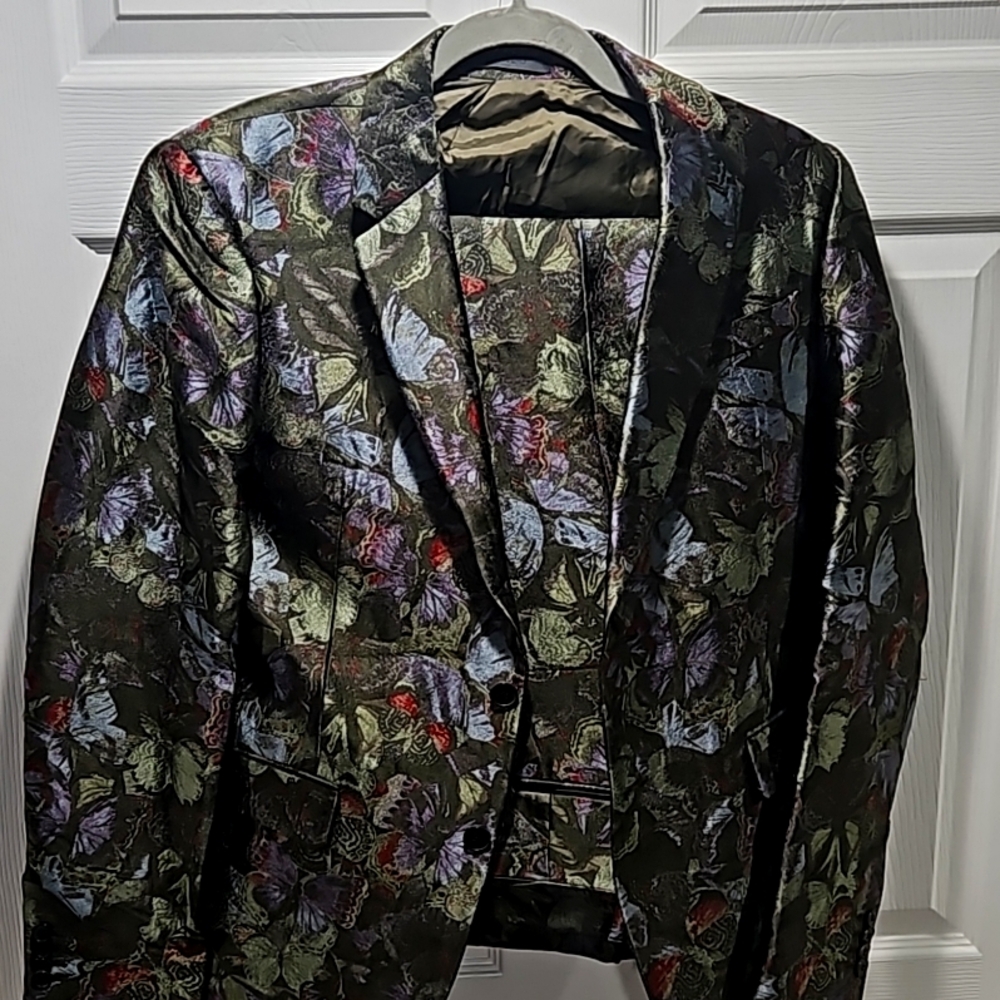 Valentino Black Floral Jacquard Blazer with Multicolor Accents
